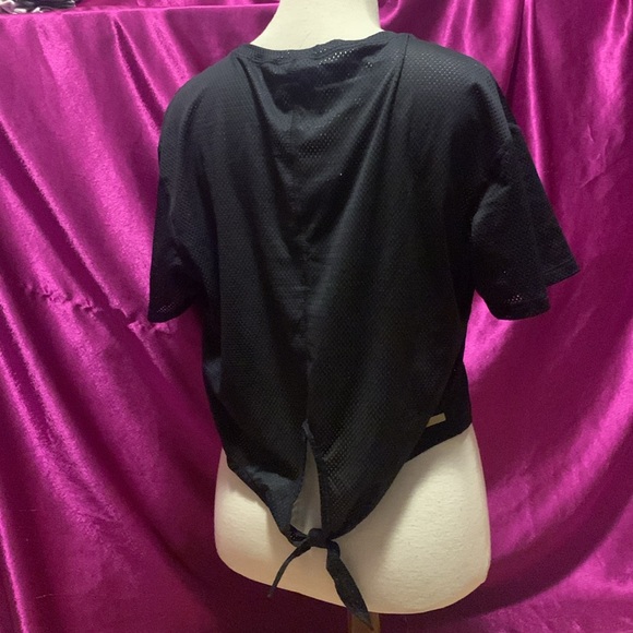 Alala size small mesh, black, crop tieback top poly Spande gold hardware NWT - Picture 2 of 4